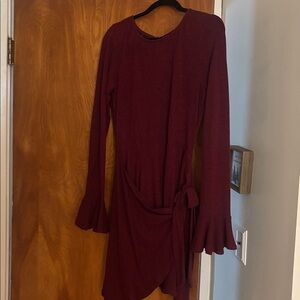 Lulu’s Elegant Burgundy Long Sleeve Sweater Dress